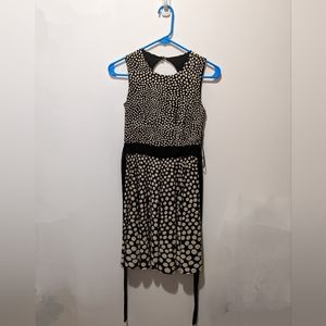 Taylor patterned a-line midi dress with full skirt and waist sash